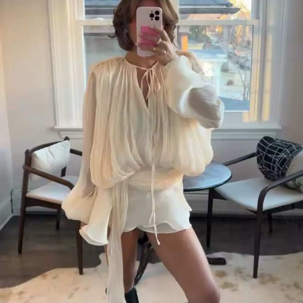 Elegant Cream dress ruffle miss rosier